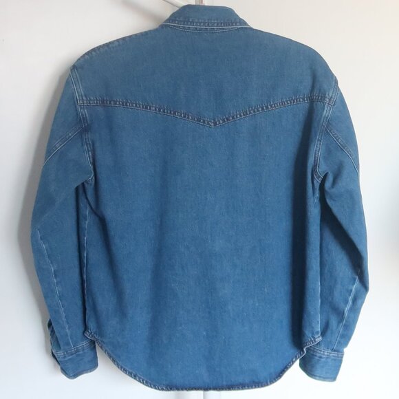 Wilfred Free Denim Western Long Sleeve Shirt XS Blue 100% Cotton Aritzia Casual - Picture 4 of 10